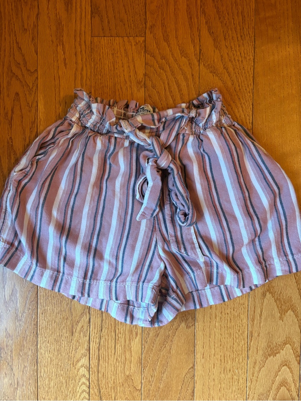 Striped Pink Paperbag Waist Women’s Shorts
